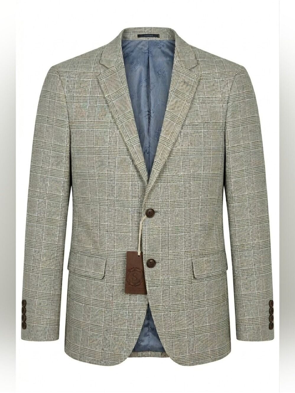 Men's NWT Snover Light Grey Check Blazer, Size 38 Small to Slim Fit Medium